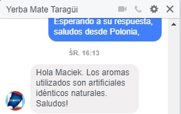 Wiadomość od yerba mate taragui