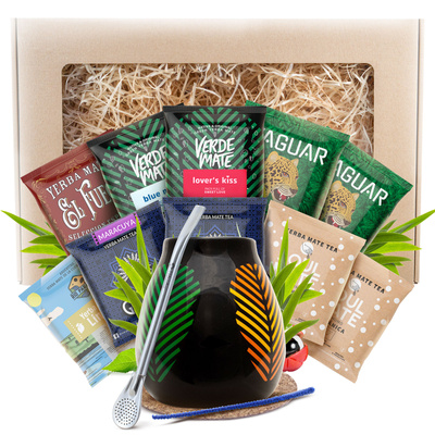 Zestaw Yerba Mate Prezentowy 10x50g 500g Matero + Bombilla