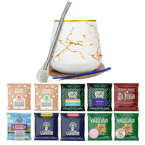 Zestaw Yerba Mate próbki 10x50g Matero + Bombilla