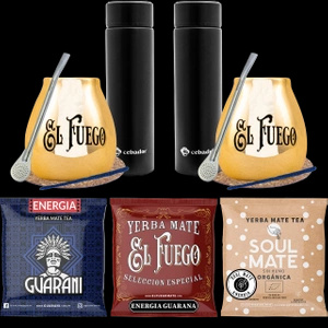 Zestaw yerba Mate  dla pary PREMIUM tykwy Termos