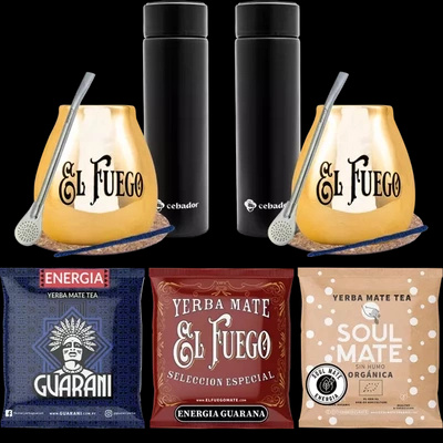 Zestaw yerba Mate dla pary PREMIUM tykwy Termos