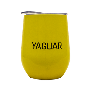 TermoLid – stalowe matero z pokrywką – motyw Yaguar (żółty) – 350 ml