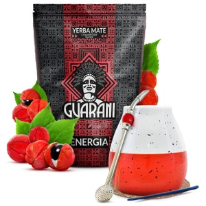 ZESTAW Mateisty Yerba Mate Guarani TYKWA Czerwona bombilla