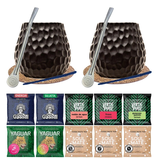 Yerba Mate Zestaw dla Dwojga Bombilla Tykwa 10x50g
