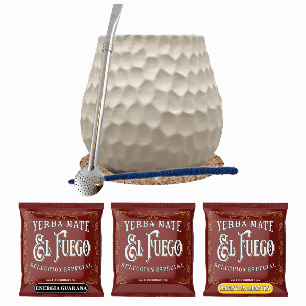 Zestaw Yerba Mate: próbki El Fuego 3x50g + Matero + Bombilla