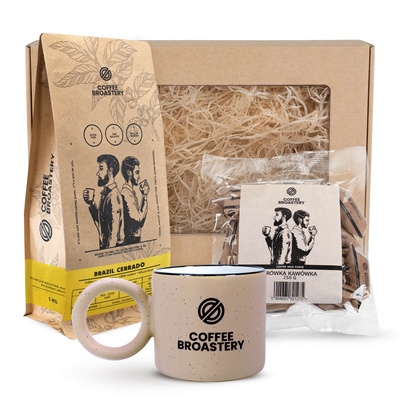 Zestaw prezentowy Coffee Broastery: kawa Brazil Cerrado + krówki + kubek
