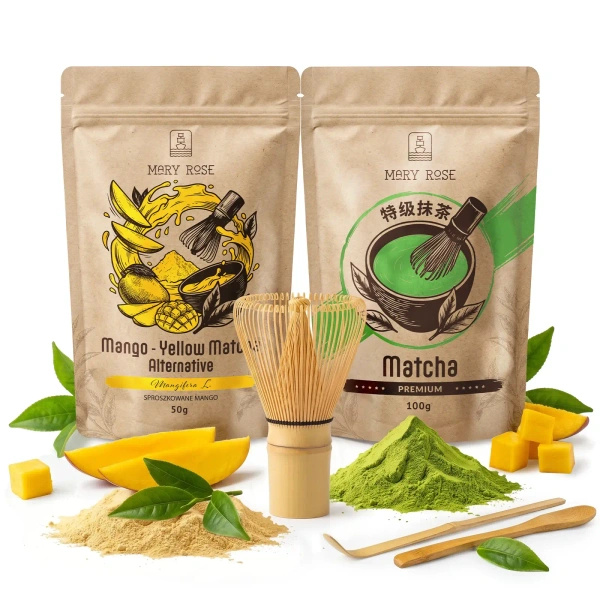 Zestaw do kolorowego Matcha Latte: Matcha + Yellow Matcha + akcesoria
