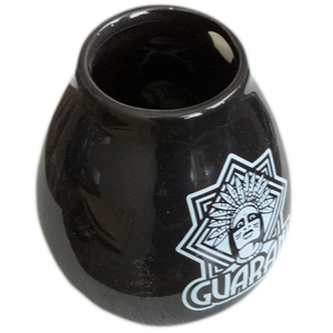 (II. kategoria) Tykwa Ceramiczna czarna z logo Guarani - 350ml