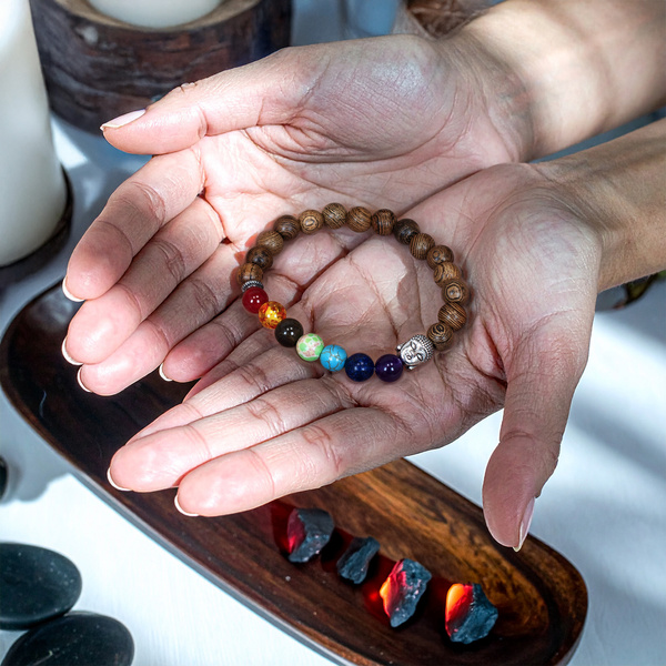 Bransoletka Siedem Czakr – drewno Wenge i Budda