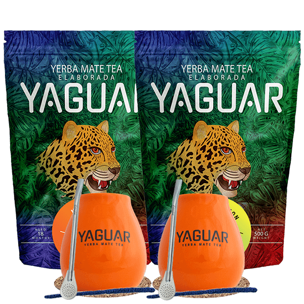 Zestaw Startowy dla dwojga Yerba Mate Yaguar Naranja 500g + Yaguar Menta Limon 500g