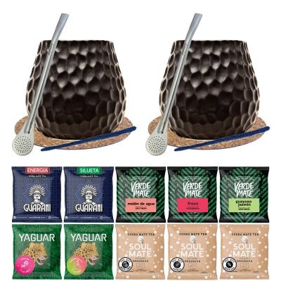 Yerba Mate Zestaw dla Dwojga Bombilla Tykwa 10x50g