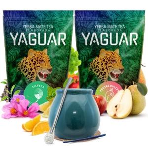 Zestaw yerba mate 2x500g Yaguar + tykwa Turquesa