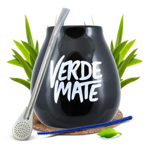 Zestaw tykwa czarna Verde Mate + bombilla