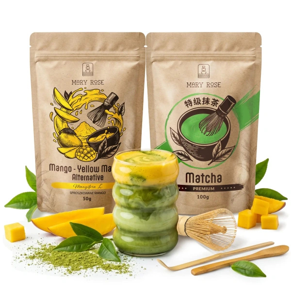 Zestaw do kolorowego Matcha Latte: Matcha + Yellow Matcha + akcesoria
