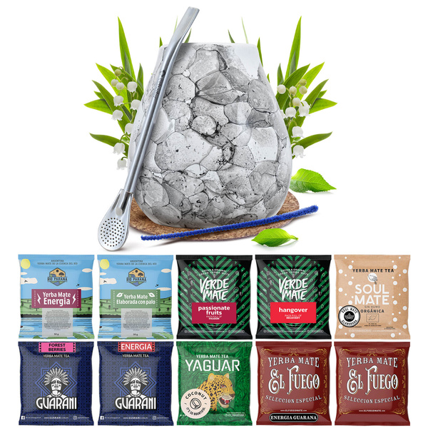 Zestaw próbek Yerba Mate 10x50g 500g + akcesoria