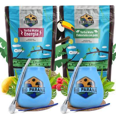 Zestaw Yerba Mate Rio Parana dla dwojga Bombilla Matero 1000g