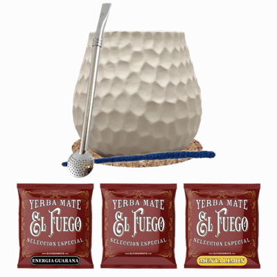 Zestaw Yerba Mate: próbki El Fuego 3x50g + Matero + Bombilla
