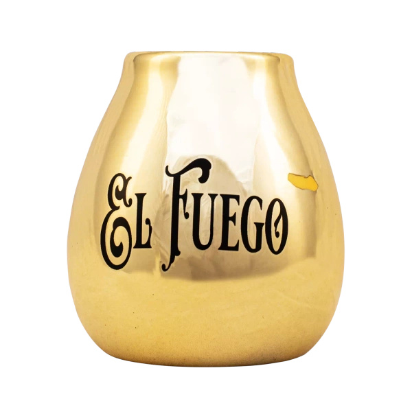(II. kategoria) Tykwa Ceramiczna z logo El Fuego (złota) 350 ml