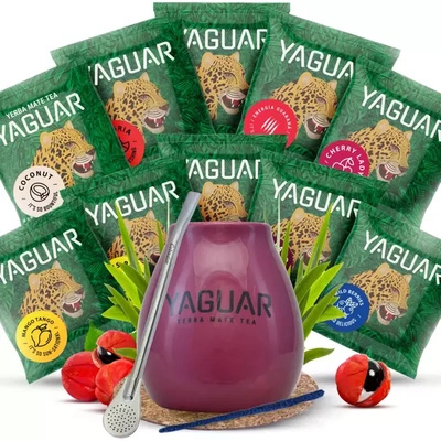 Zestaw Yerba Mate Yaguar 10x50g Tykwa Bombilla