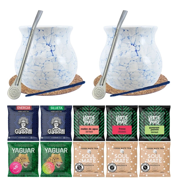 Zestaw dla Dwojga Yerba Mate Bombilla Tykwa 10x50g