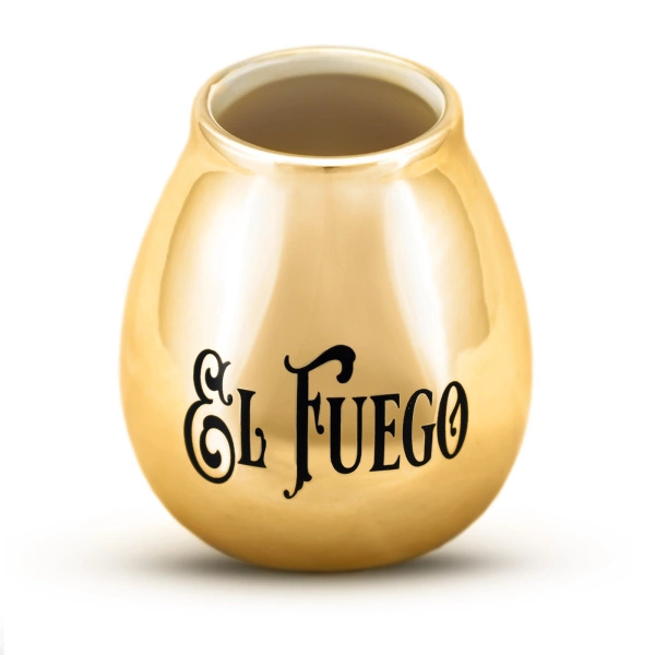 Tykwa Ceramiczna z logo El Fuego (złota) 350 ml
