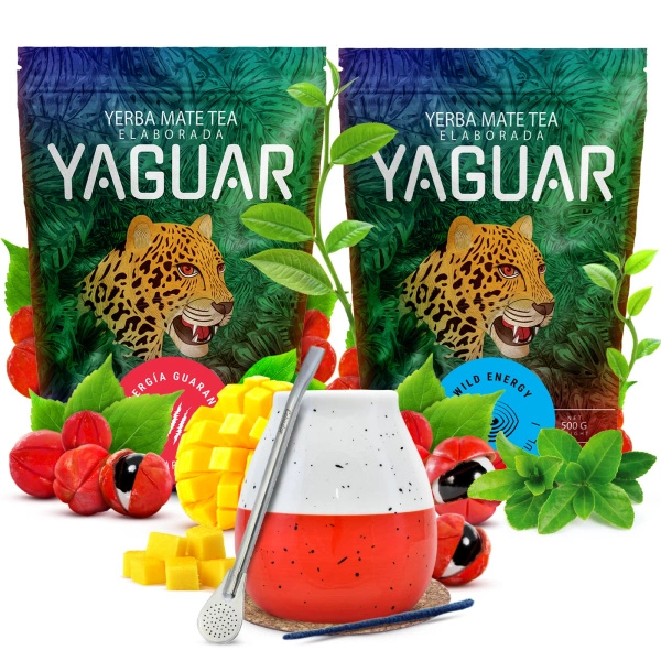 Zestaw Yerba Mate Yaguar 2x500g + Matero + Bombilla
