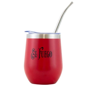 TermoLid – stalowe matero z pokrywką – motyw El Fuego (czerwony) – 350 ml