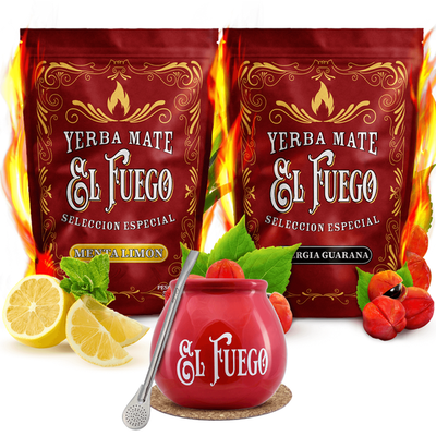 Zestaw yerba mate El Fuego tykwa ceramiczna bombilla