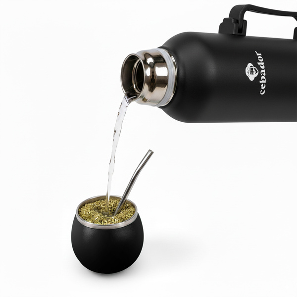 YerbaGo – Termos z tykwą i bombillą 1,3 L – czarny