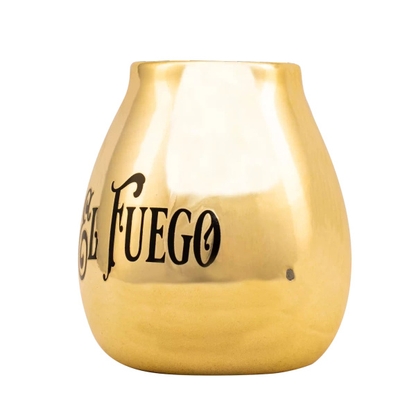 (II. kategoria) Tykwa Ceramiczna z logo El Fuego (złota) 350 ml