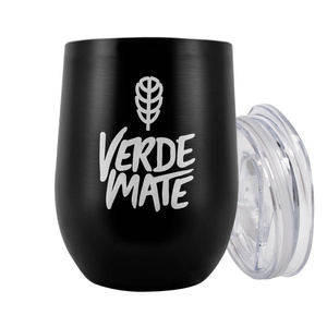TermoLid – stalowe matero z pokrywką – motyw Verde Mate (czarny) – 350 ml